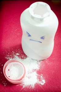 Talcum powder bottle open