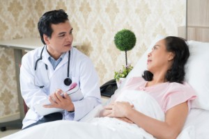 female patient with doctor